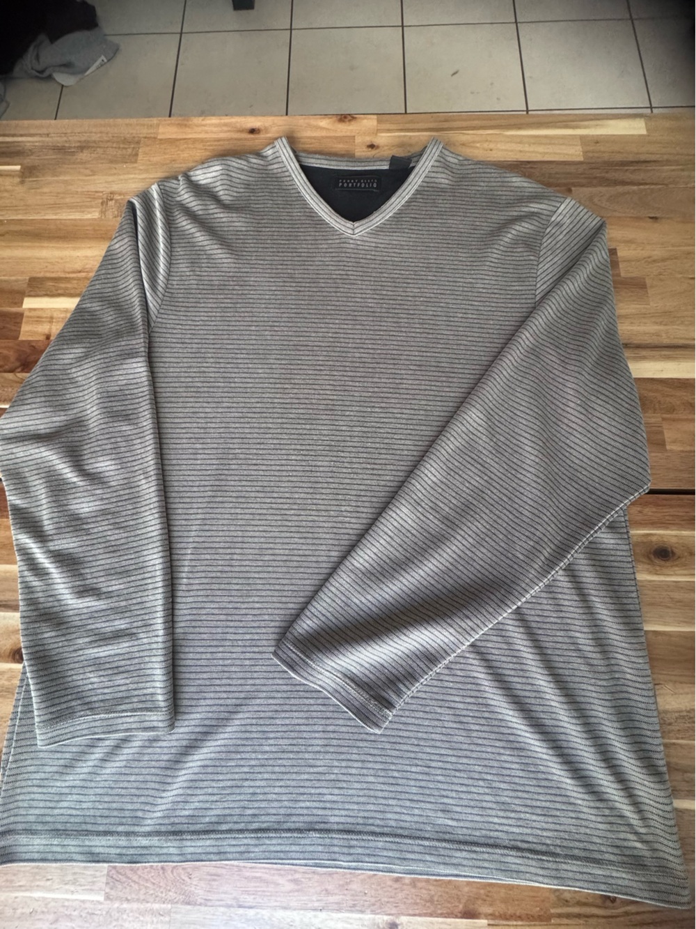 Perry Ellis Men’s Light Gray Ribbed Crewneck Sweater size XL